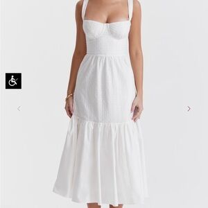 HouseofCB Elia White Lace Midi Dress, size M regular cup